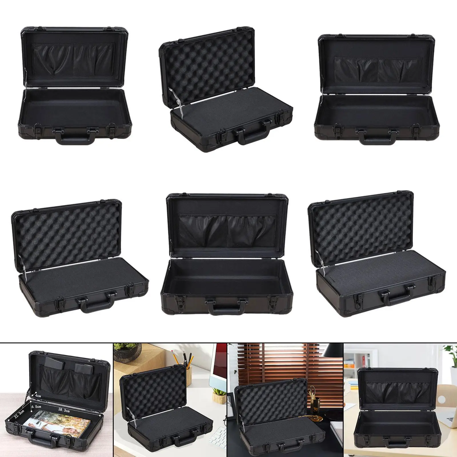 Portable Tool Box Lockable Storage Box Suitcase Shockproof Protector Hard Case with Mesh Pocket for Equipment Small Tools