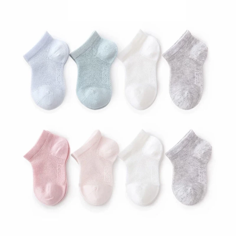 5Pairs Baby Mesh Socks Newborn White Color Net Sock 0-4Year Boys Girls Kids Thin Breathable Cotton Sock Summer Children Footwear