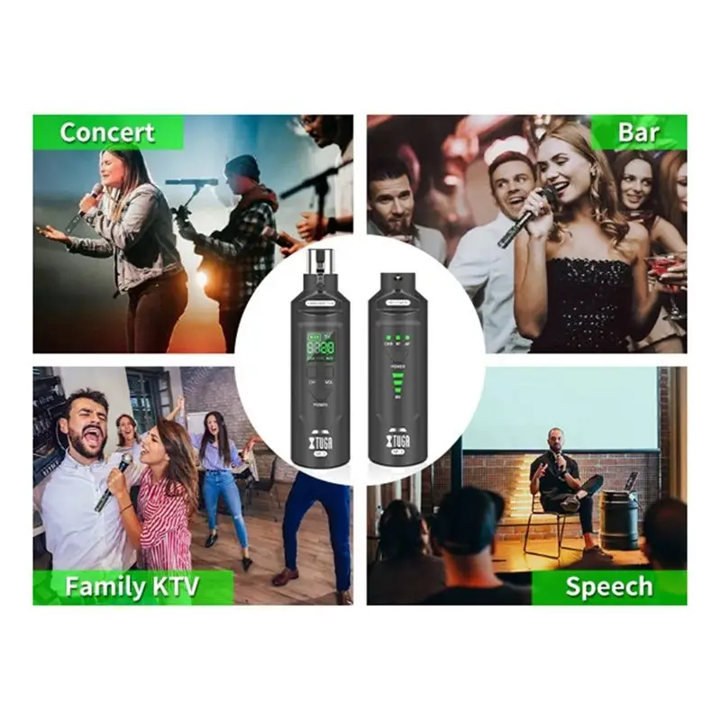 XTUGA SF-1 UHF Wireless Microphone System For Dynamic/Condenser Microphones- Transmitter Receiver Wireless Converter