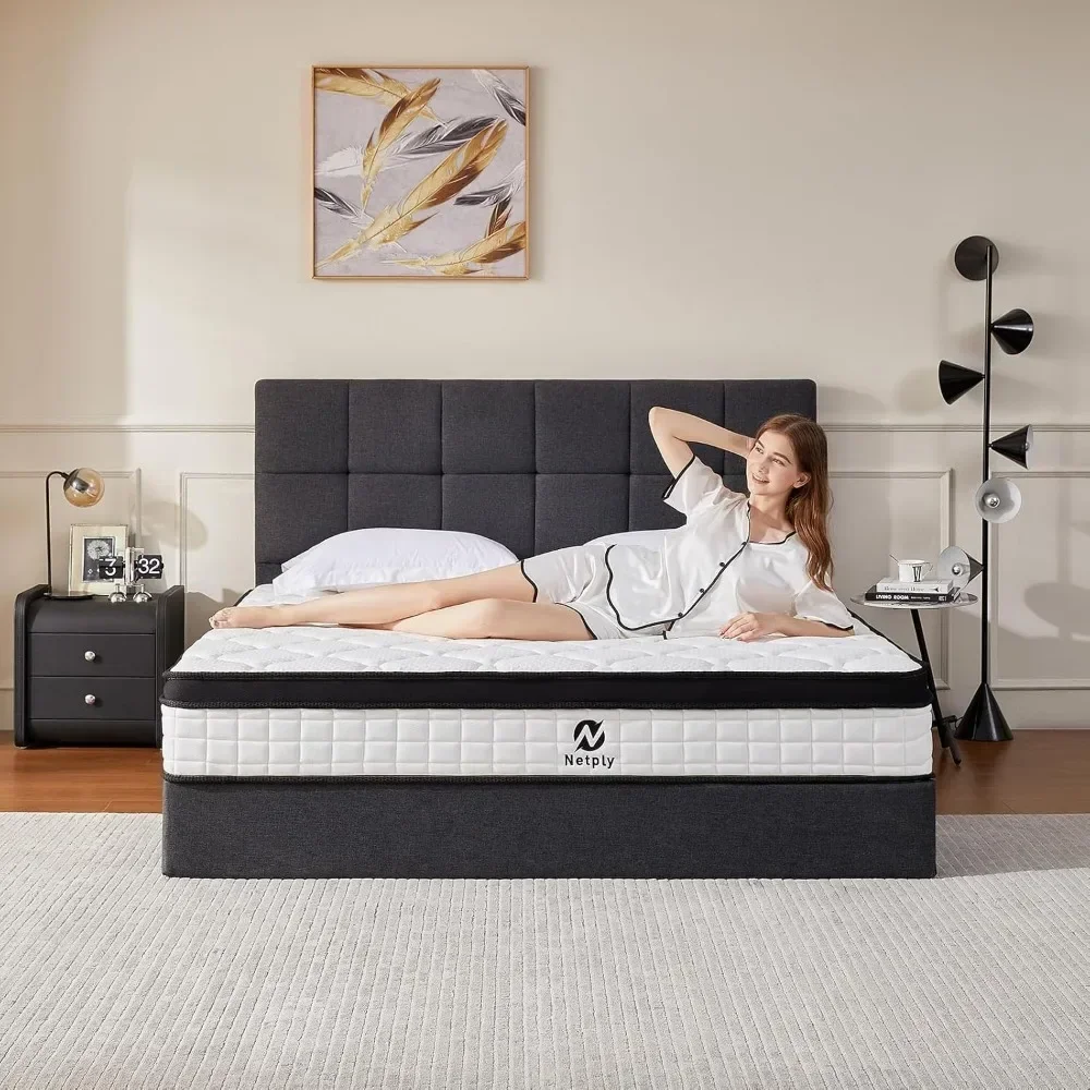 King Size Mattress, 12 Inch King Mattress in a Box  Hybrid Memory Foam & Individually Pocket Spring to Improve Sleep