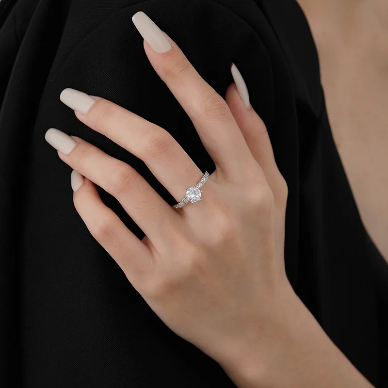 European and American minimalist fashions simulation diamond ring, women's rose gold plated zircon commitment wedding ring