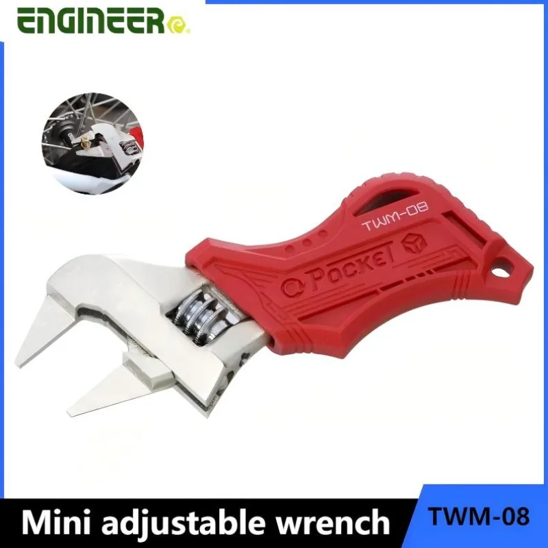 ENGINEER TWM-08 110mm Mini Adjustable Wrench, Short Shank Slim 2mm Jaws and Comfort Grip Length 110mm