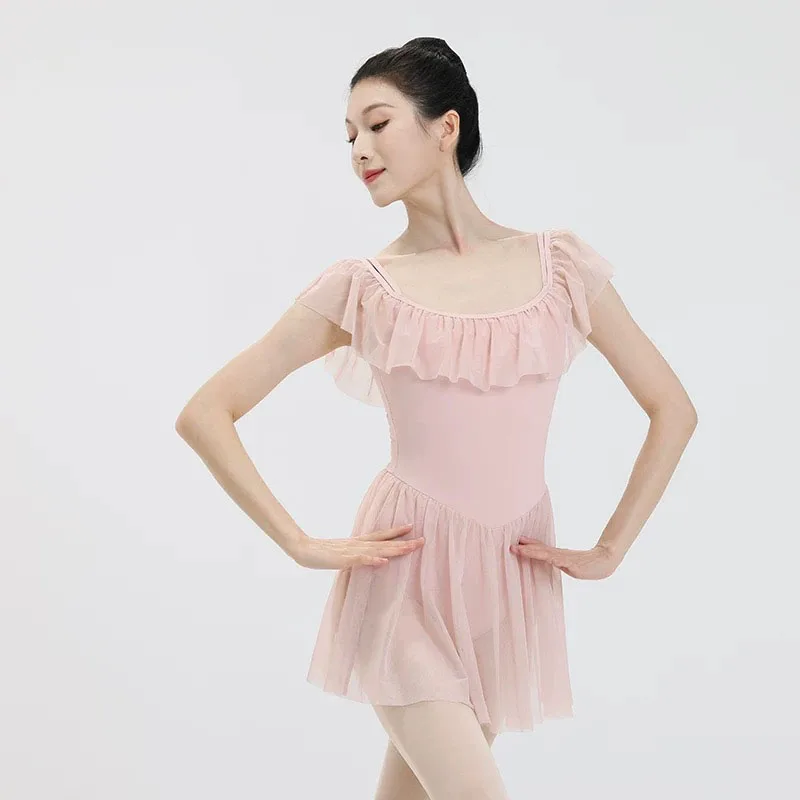 

Балетные трико для женщин, с рукавами в виде листьев лотоса, танцевальный камзол, гимнастический купальник для взрослых, новый дизайн, повседневное балетное боди