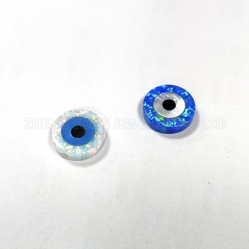 

10mm Colorful Round Evil Eye Synthetic Opal Religious Design Stone For Necklace