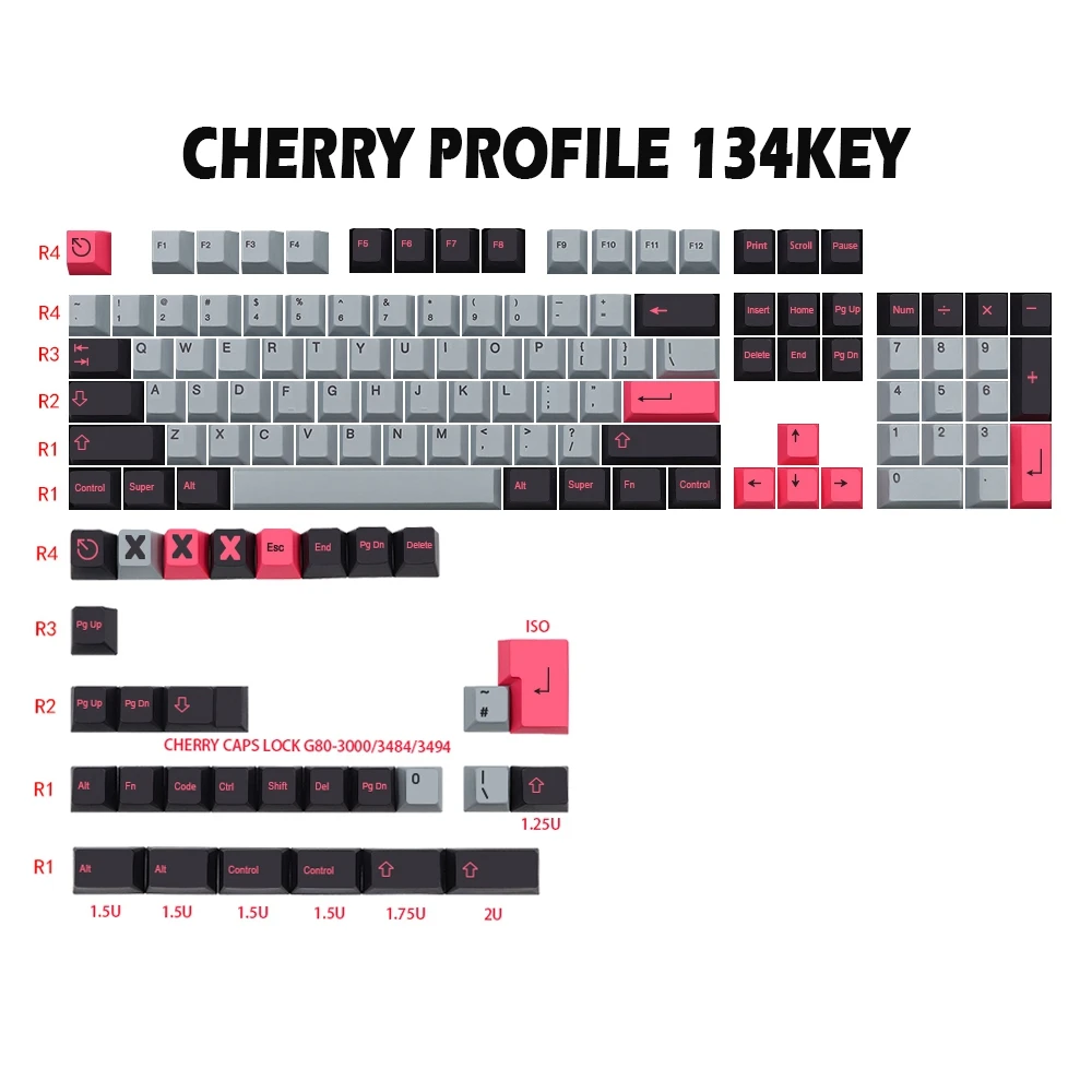QWE-134 Keys/Set 8008 Keycap Cherry Profile Pbt Keycaps For MX Switches Dz60 Gk61 64 Sk61 75 80 980 Dye Sublimation Key Cap