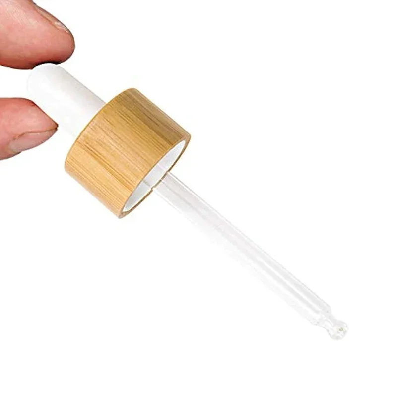 Couvercle compte-gouttes en verre avec coque en bois de bambou naturel bionickel able, bouchons pour récipient cosmétique de voyage, 30ml, 50ml, 100ml, 120ml, 50x18mm