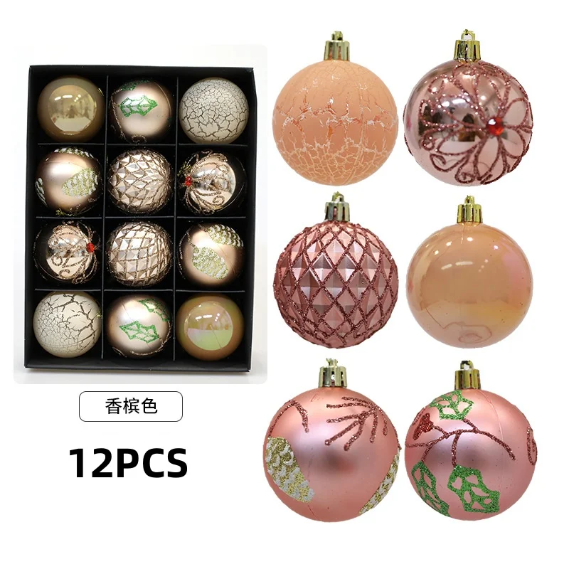 

12pcs-6CM Paintings Christmas Balls Plastics Xmas Decorative Hanging Ornaments New Year Party Christmas Spheres Pendant Set