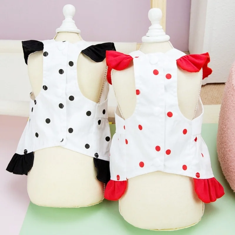 Pet Dog Clothes for Small Dogs Fashion Dog Princess Skirt Cute Dot Print Puppy Dress Summer Cat Outfits Soft Pet Suspender Dress