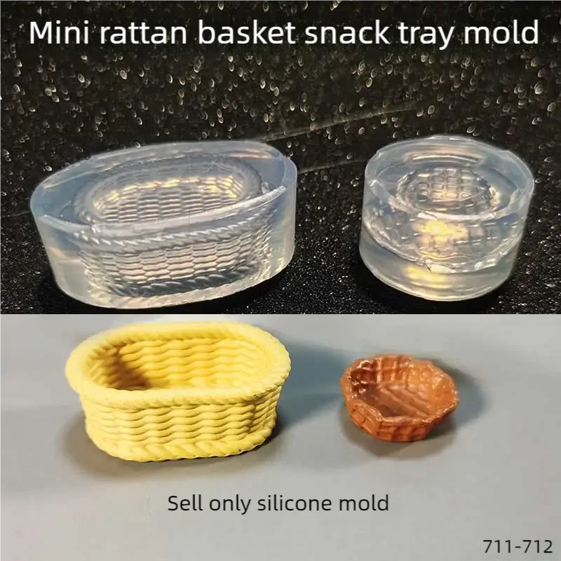 DIY Handcraft Mini Rattan basket Epoxy Resin Mold Food Play Miniature Pinching Mould Epoxy Resin Mold UV Resin Moldse