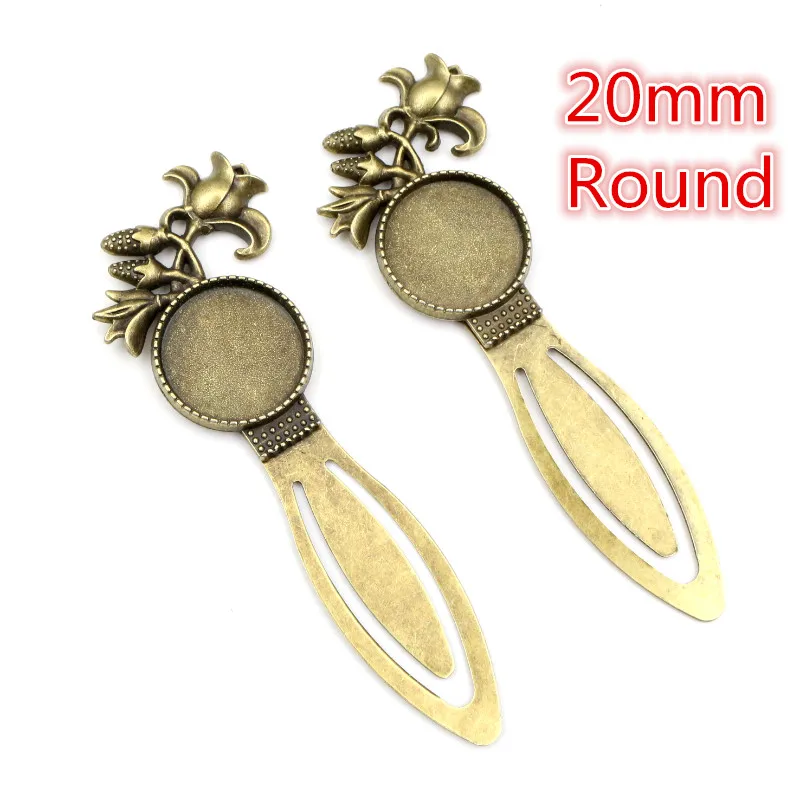 Nowa moda 2 sztuk 18x25mm 20mm wewnętrzna rozmiar antyczny brąz proste kwiat styl ręcznie zakładka Cabochon baza Cameo ustawienie — zdjęcie 6