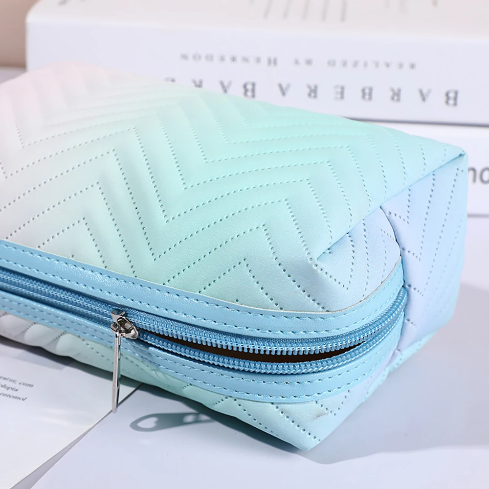 Cosmetic Bag Female Toiletry Bag Make Up Organizer Stylish Gradient Color Makeup Bag Portable Travel Cosmetic Storage Bag