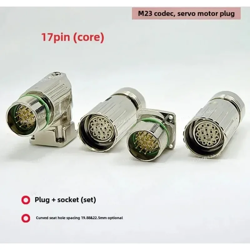 Heavy Duty M23 Threaded Connector 6/9/12/16/19 Pin for Servo Motor CNC Encoder