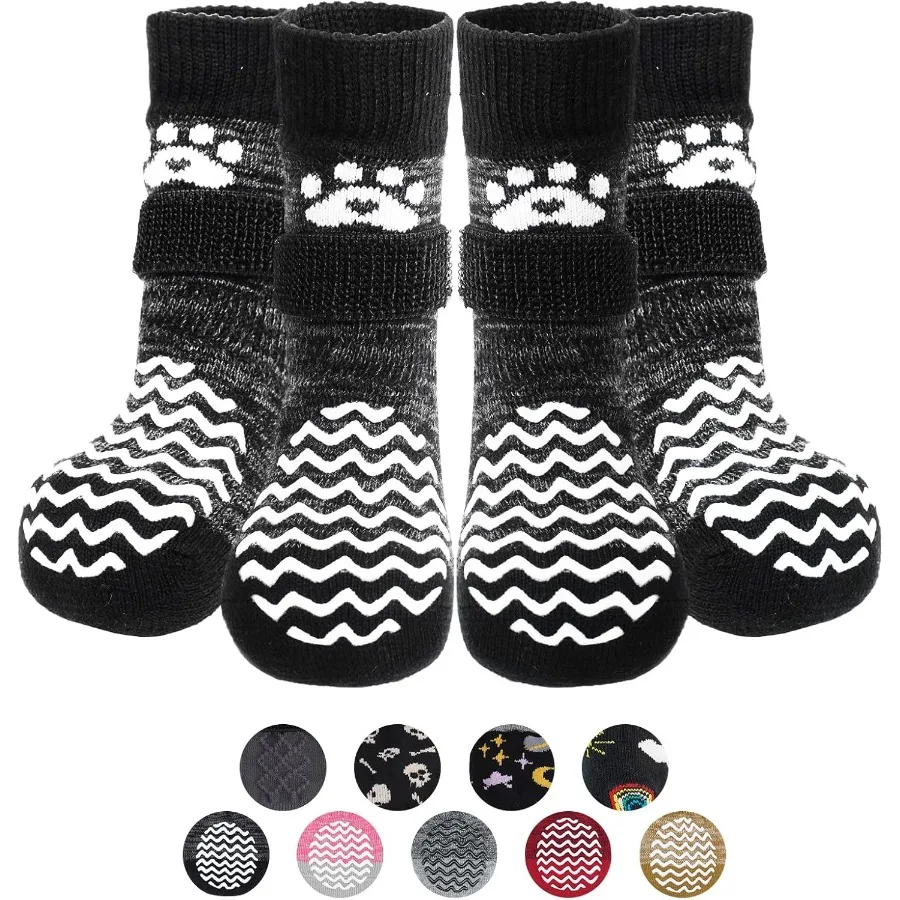 جوارب مضادة للانزلاق للكلاب 2 أزواج مع مقابض مزدوجة للأرضيات الصلبة والأحذية لأحذية الرصيف الباردة والساخنة وواقي الكفوف إلى P #1