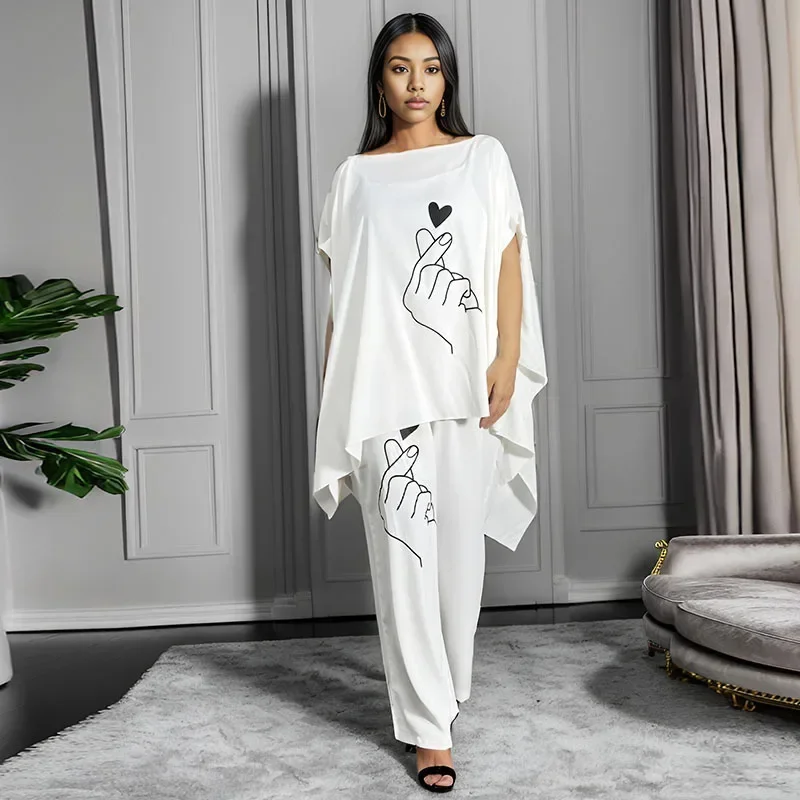 Two Piece Set Batwing Sleeve Suit Tops And Trousers Pants Africa Clothes African New Dashiki Fashion Party For Women Outfits