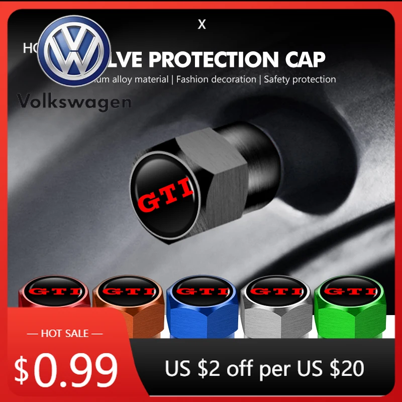Tapas de Válvula de Neumático para Ruedas de Coche VOLKSWAGEN 2026, 4 Piezas, Accesorios Universales para Automóviles Volkswagen VW Golf 4 5 6 7 GTI Tiguan Pas