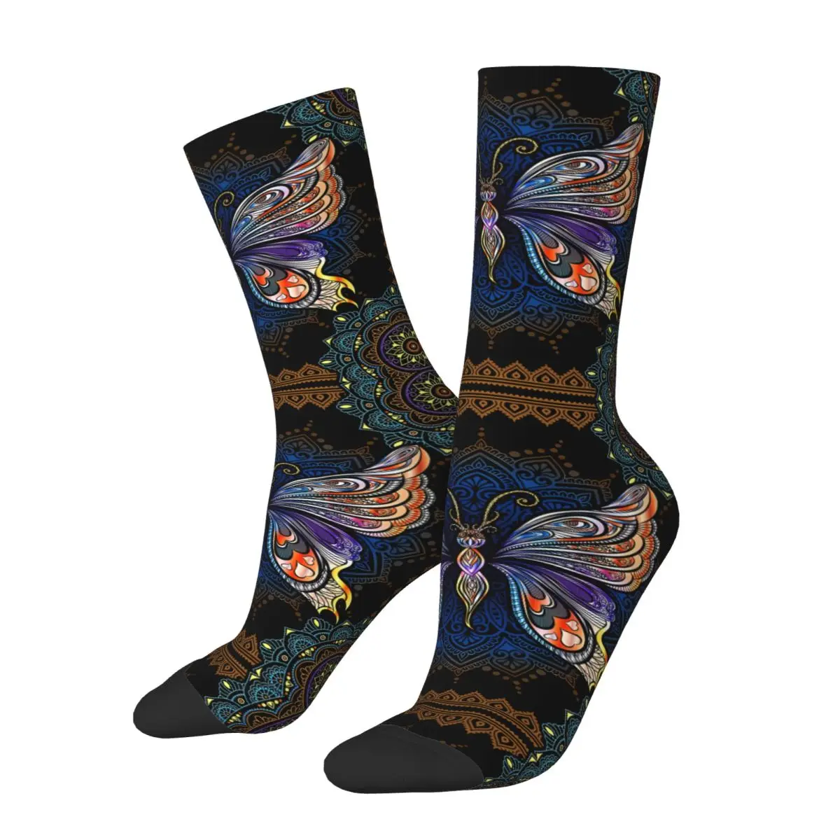 Happy Men's Socks Beautiful Butterfly Mandala Vintage Harajuku Crew Sock Gift Pattern Printed