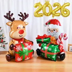 Standing Santa Claus Foil Balloon 2026 Number Balloons Christmas Decoration For Home Navidad New Year Party 2026 Decor Supplies