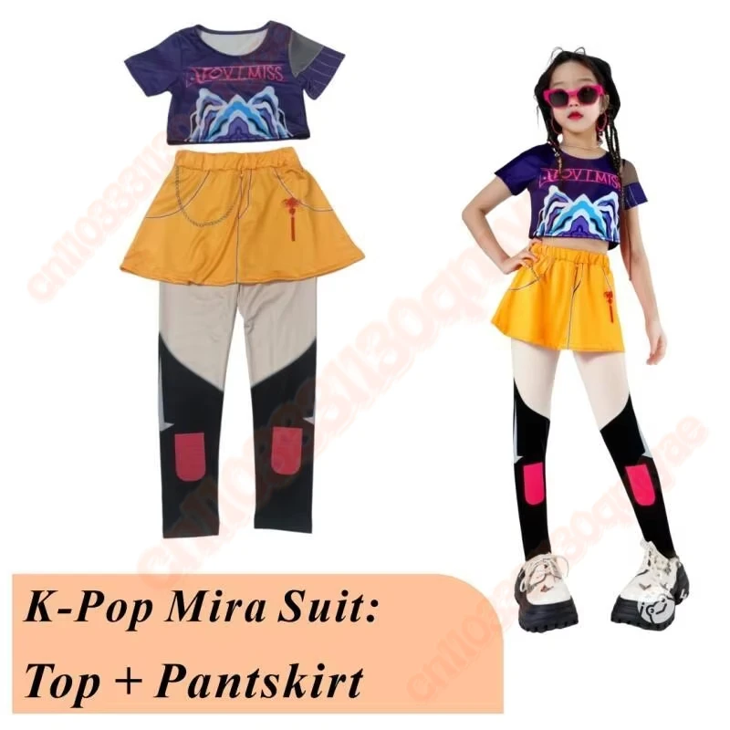 소녀 Zoey 코스프레 걸 그룹 Rumi Kids Costume Mira 복장 좋아하는 무대 공연 의류 할로윈 애니메이션 영화 Dress Up