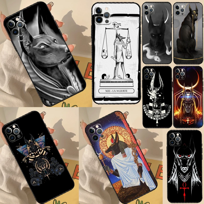 مصر نفرتيتي أنوبيس جراب هاتف آيفون 15 برو ماكس 14 13 12 11 16 برو ماكس ميني XR 15 16 زائد 16e غطاء كوكه