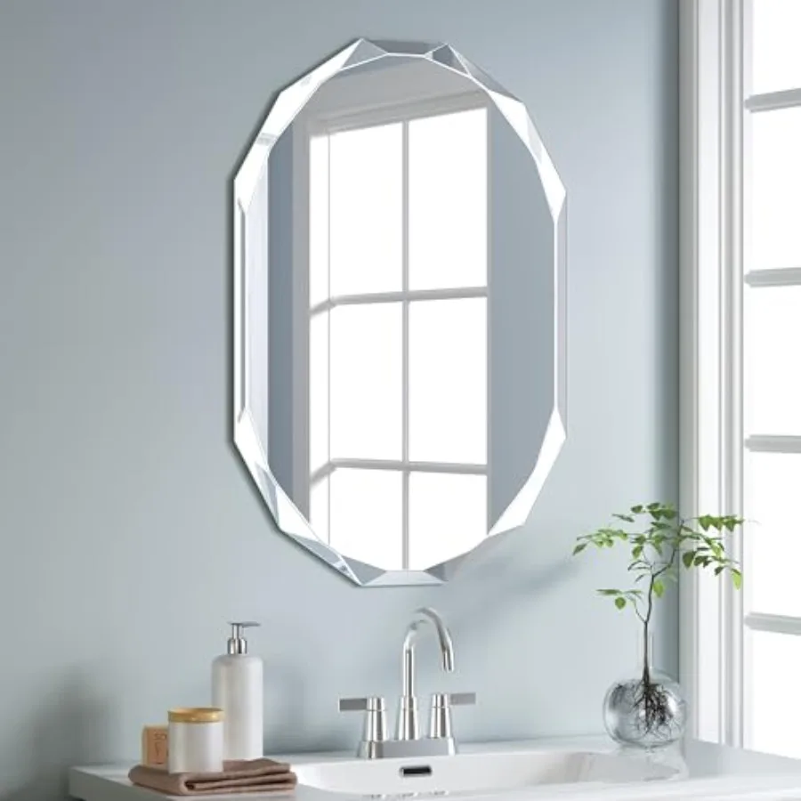 

Silver Wall Mirror-Beveled Edge Frameless Mirror for Bathroom Vanity Bedroom Rectangle Mirrors 20X28inch