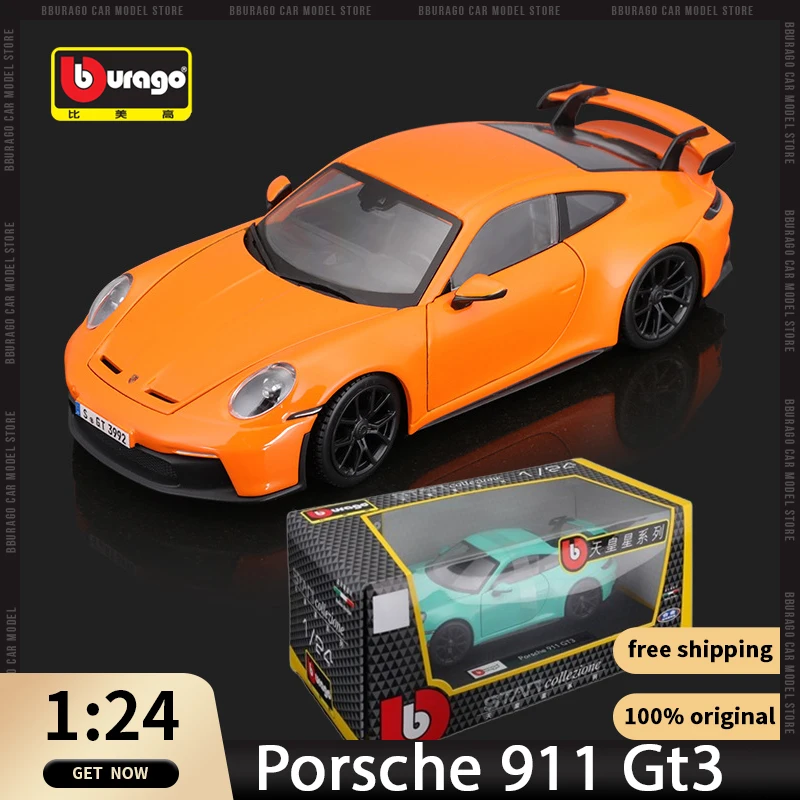 

1:24 Bburago Porsche 911 Gt3 Sports Car Diecast Model Edition Alloy Luxury Vehicle Toys Car Decoration Collection Gif