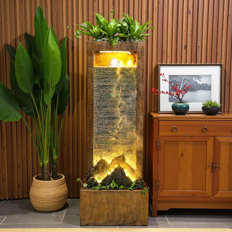 

Gold Seller Feng Shui Resin Water Fountain Cascading Design With Wealth Attraction Concept For Home Office Zen Decor