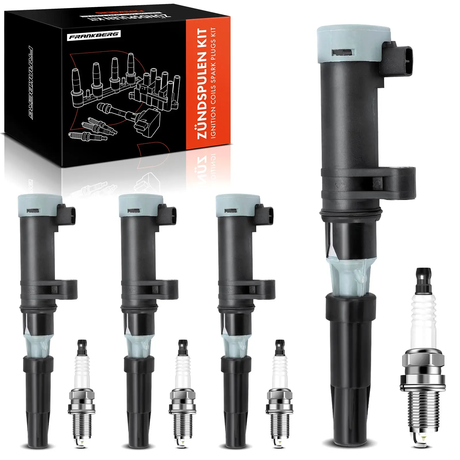 Frankberg 4x Zündspule+4x Zündkerze für Dacia Duster Logan MCV Sandero Renault Avantime Clio II Kasten/Schrägheck 7700875000