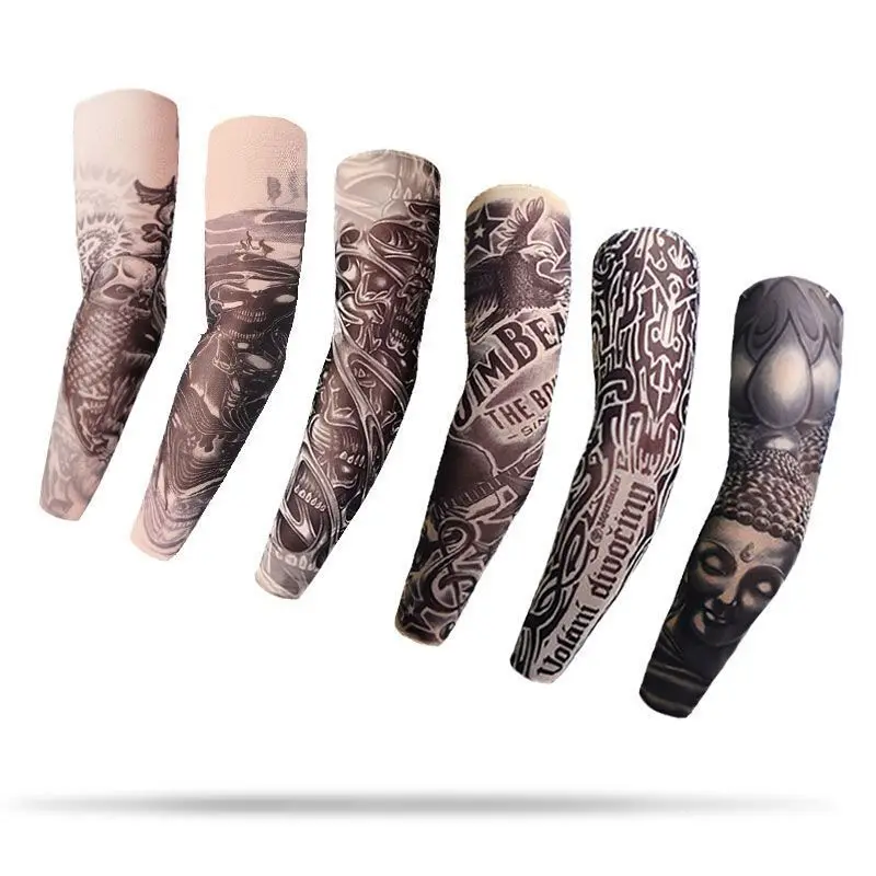 

2023 Tattoo Printed Seamless Sleeves Cycling Arm Sleeves Arm Warmers For Outdoor