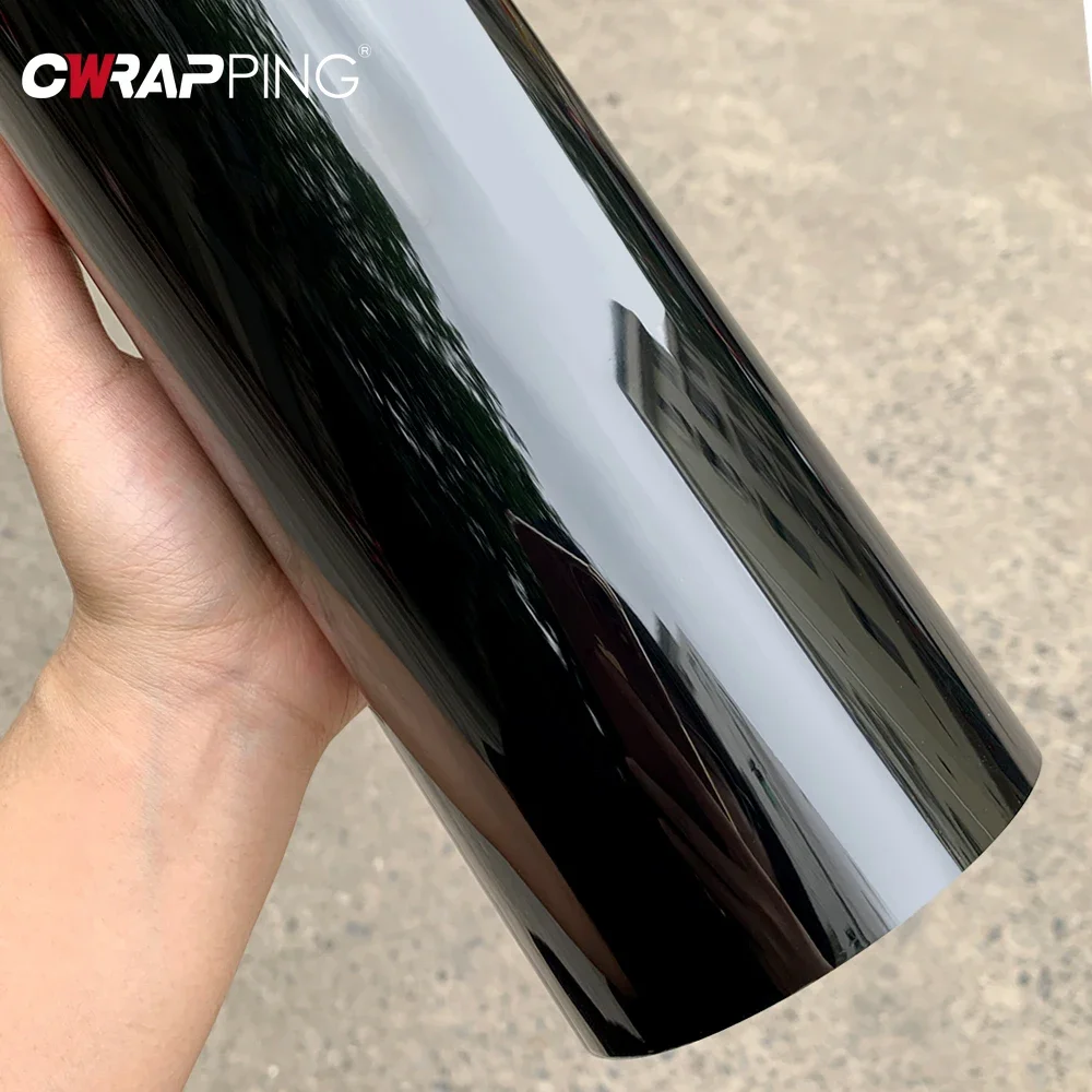 

Ultra Gloss PET Piano Black Vinyl Wrap Film Sticker Glossy Black Self Adhesive Vinyl Bubble Free Console Computer Laptop Skin