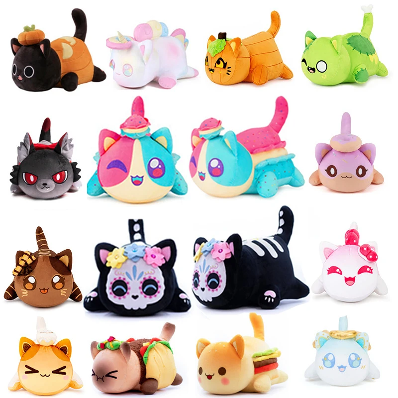 Aphmau Meows Cat Plush Toy Soft Meemeow Stuffed Donut Cat Plushes Kawaii French Fry Cheeseburger Food Plush Doll Christmas Gifts