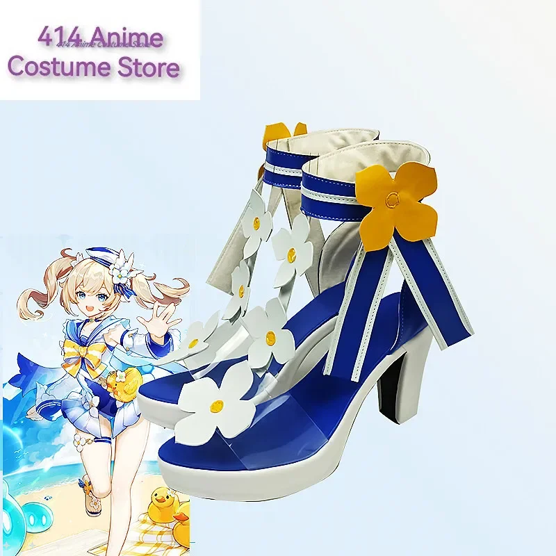 Nieuwe Game Anime Genshin Impact Zomerschoenen Synthetisch Leer Barbara Cosplay Sandalen Maat Lederen Rollenspel Schoenen