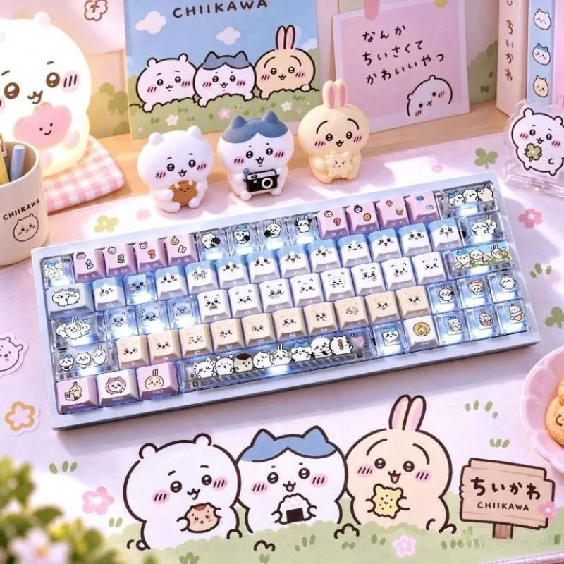 Cartoon Kawaii Original Side Printed Backlit Keycaps Durable Wear-resistant Anti-greasy Smooth Touch Easy To Install Chiikawa