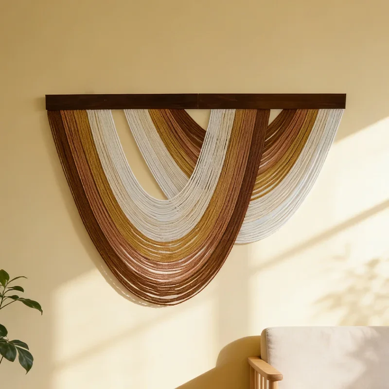 New Arrival Color Block Bohemian Tassel Tapestry Wooden Board Wall Hanging for Living Room Homestay Bedroom Wall