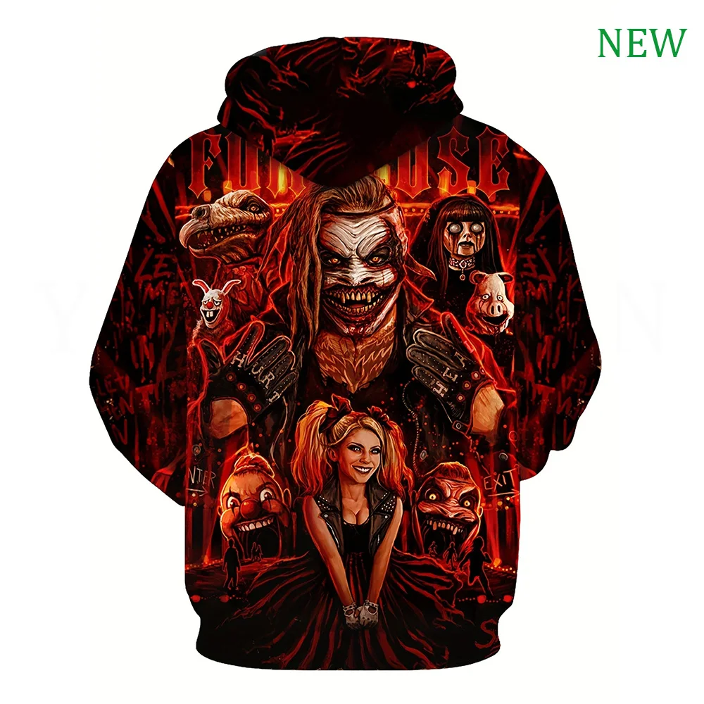 2024 new retro hoodie 3D printed American plus-size horror pumpkin personality Halloween scarecrow design pullover top