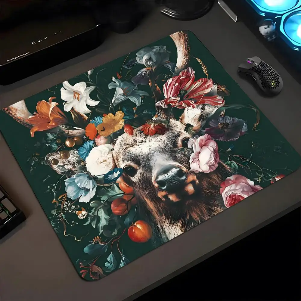 flower animal elk fox Mouse Pad 18x22cm Small Rug  Keyboardpad Lock Edge Deskpad kawaii  Desktop Protection Mats