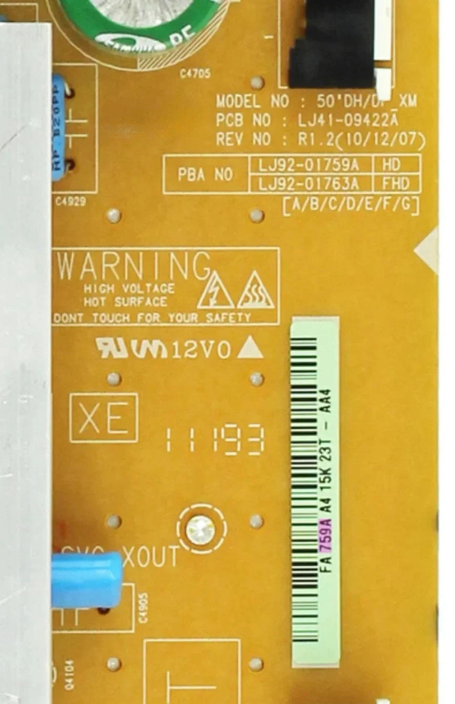 LJ41-09422A LJ92-01759A X-Main Board is for PL51D450A2X PN51D440A5D PN51D490A1D PS51D450A2M PS51D450A2S PS51D450A2W Plasma TV