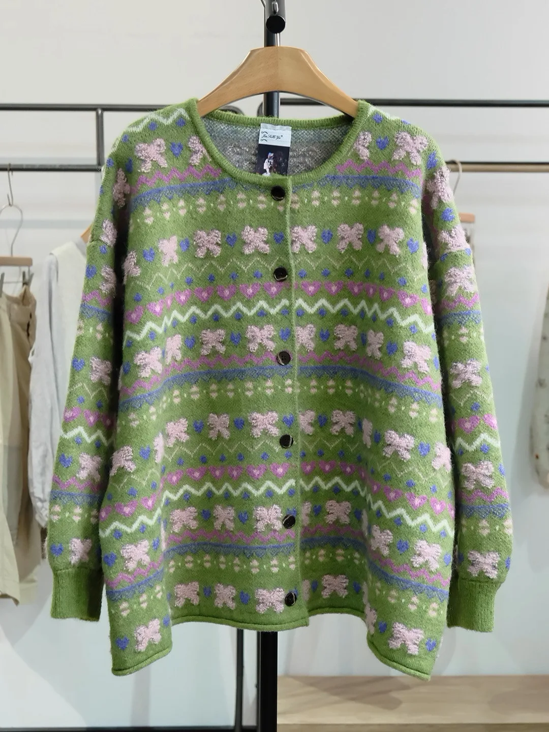 

Autumn Winter Knitted round Ne Sweater Women's Sli Warmth Floral Embroidery Cardigan Thi Long Sve Casual Outerwear