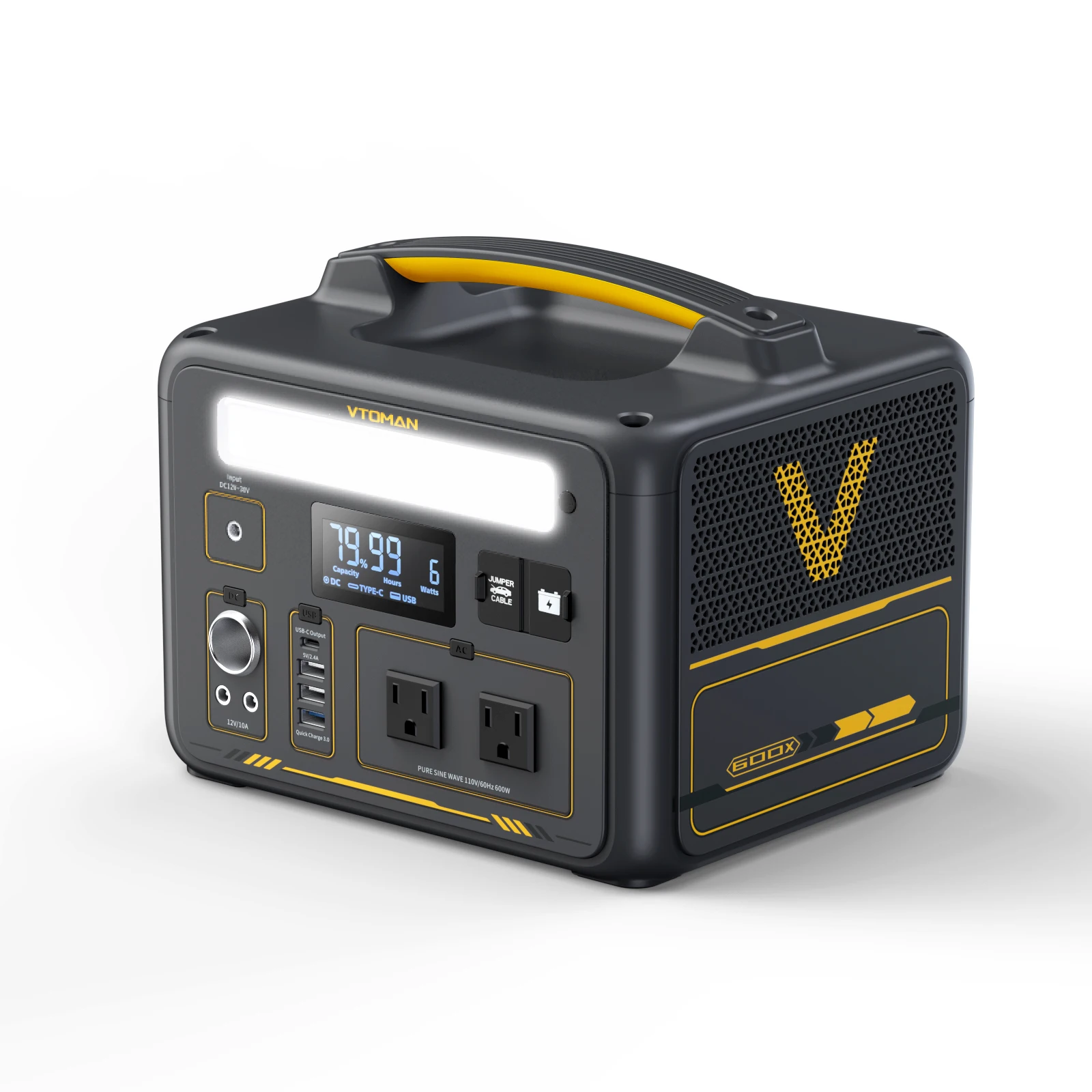 VTOMAN JUMP 600X draagbare krachtcentrale 299Wh zonnegenerator LiFePO4 1200W piekvermogen Powerstation noodback-up