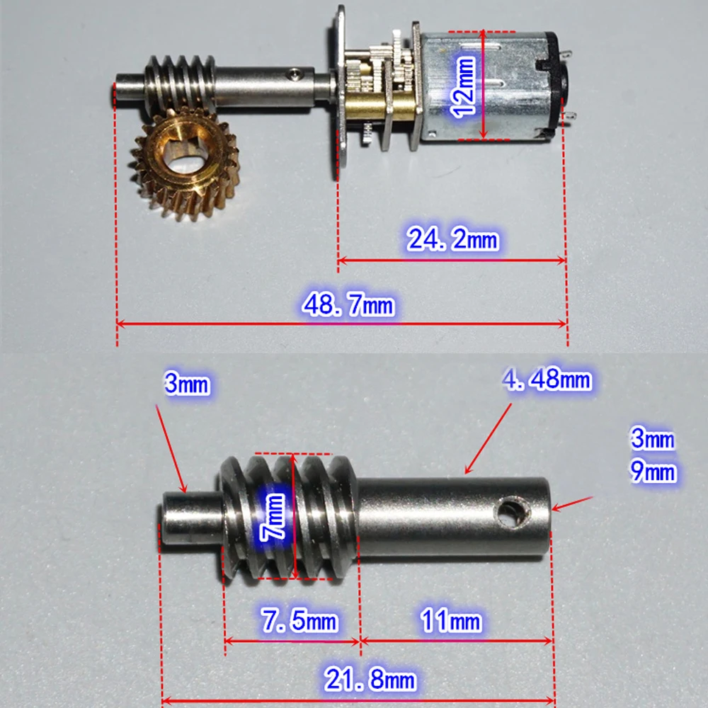 N20 Precision Micro Gear Motor 3V-6V All-Metal Gear Folding Landing Gear Worm Gear Motor 1:300 Deceleration Ratio