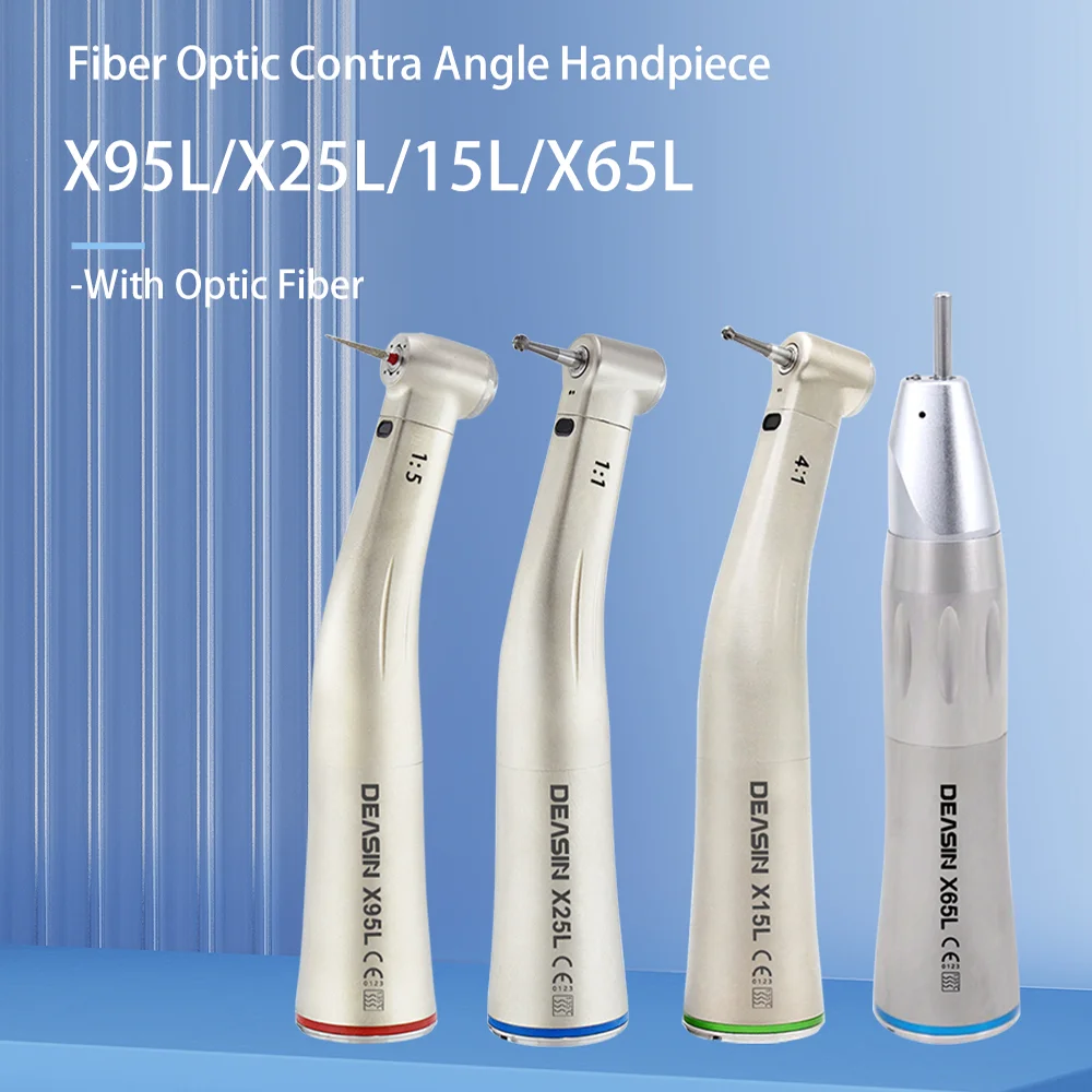 X95L X25L Dental LED Fiber Optic Handpiece 1:5 Red Ring 1:4.2 Increasing Speed 1:1 Contra Angle 1:1 Straight Nose for Brushless