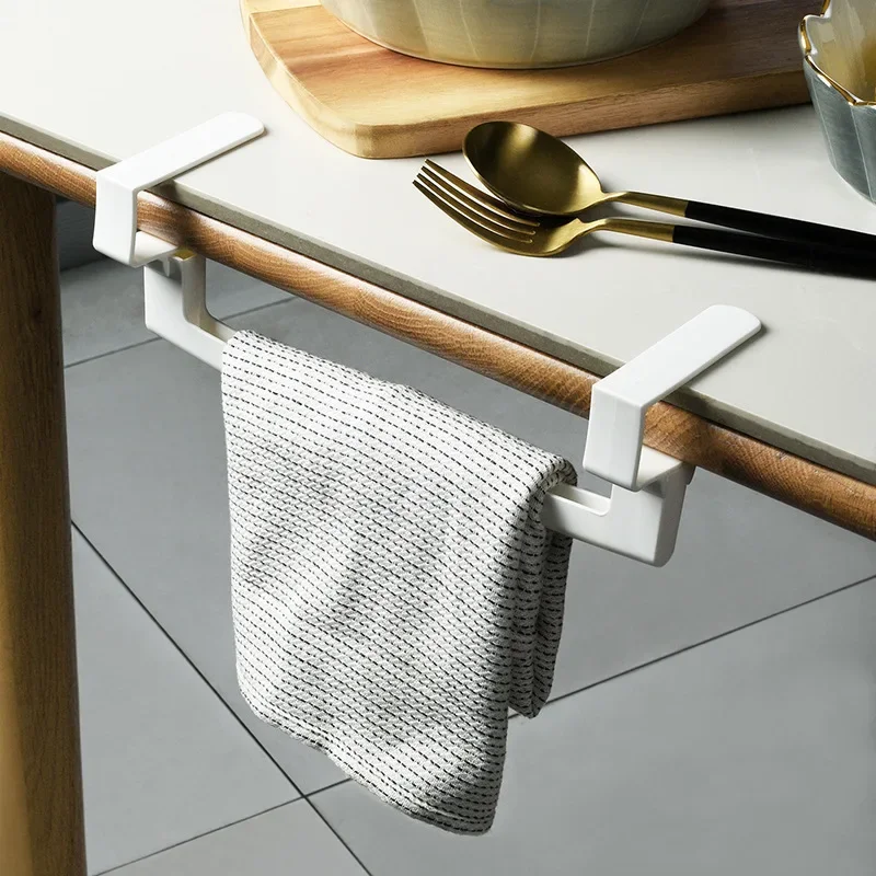 Towel Rack Over Door Towel Bar Hanging Holder ABS Bathroom Kitchen Cabinet Towel Rag Rack Shelf Hanger for Cupboard Door