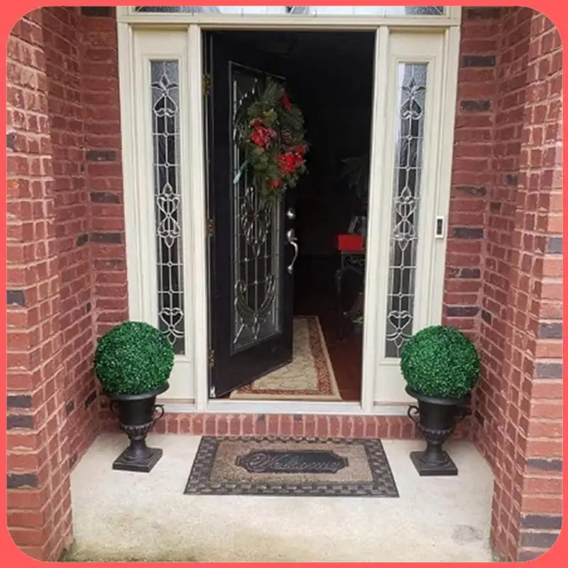 

AA89-2 Pcs Artificial Plant Topiary Ball Garden Spheres Topiary Plant Outdoor Indoor Decoration For Backyard Decor