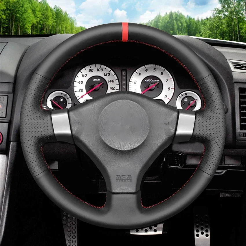 Black Faux Leather No-slip Soft Steering Wheel Cover For Nissan 200SX S15 Silvia Skyline R34 GTR GT-R 1998 1999 2000 2001 2002