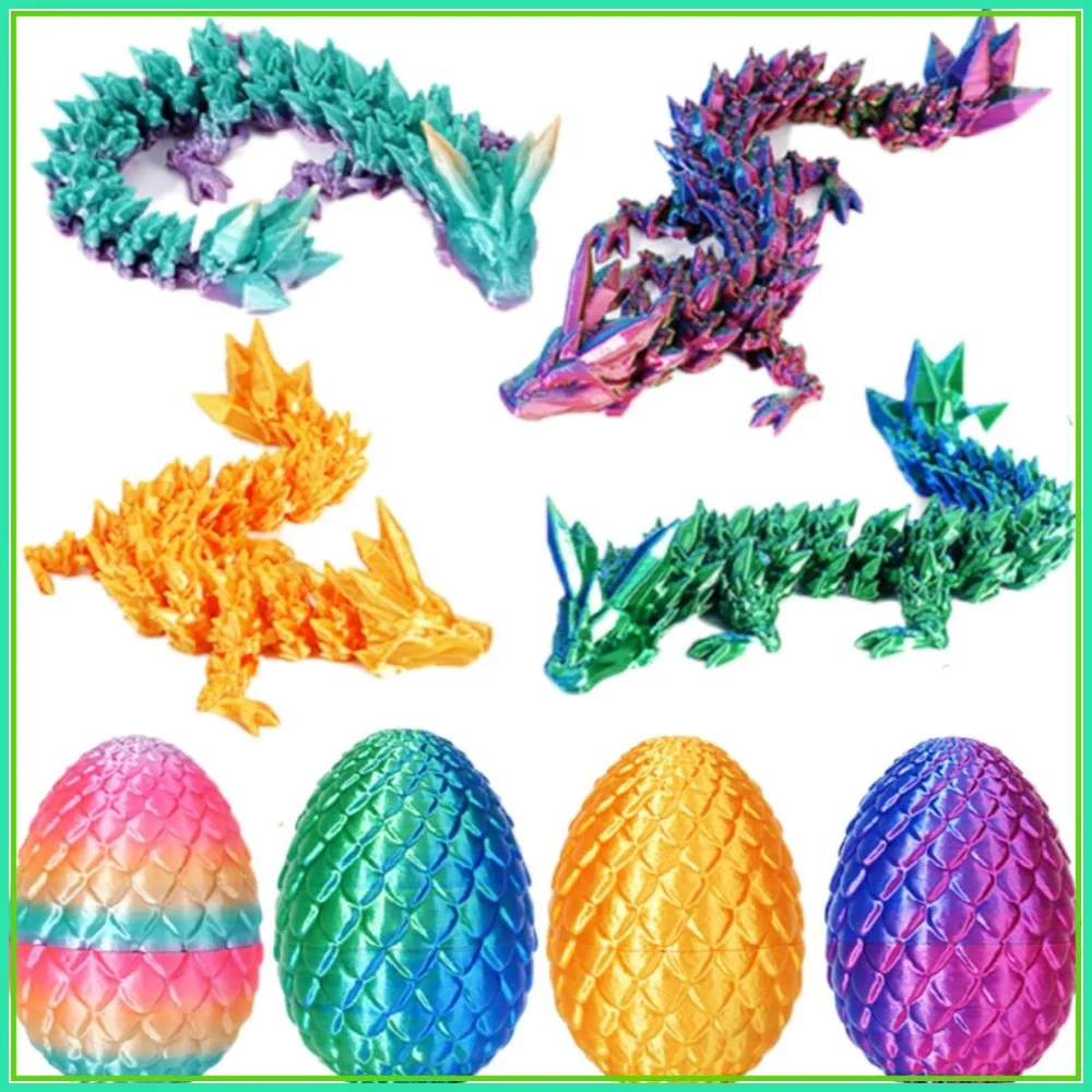 

3D Printed Dragon Eggs with Mini Articulated Dragon Inside - Mystery Egg Fidget Toy Set, Multicolor 4PCS