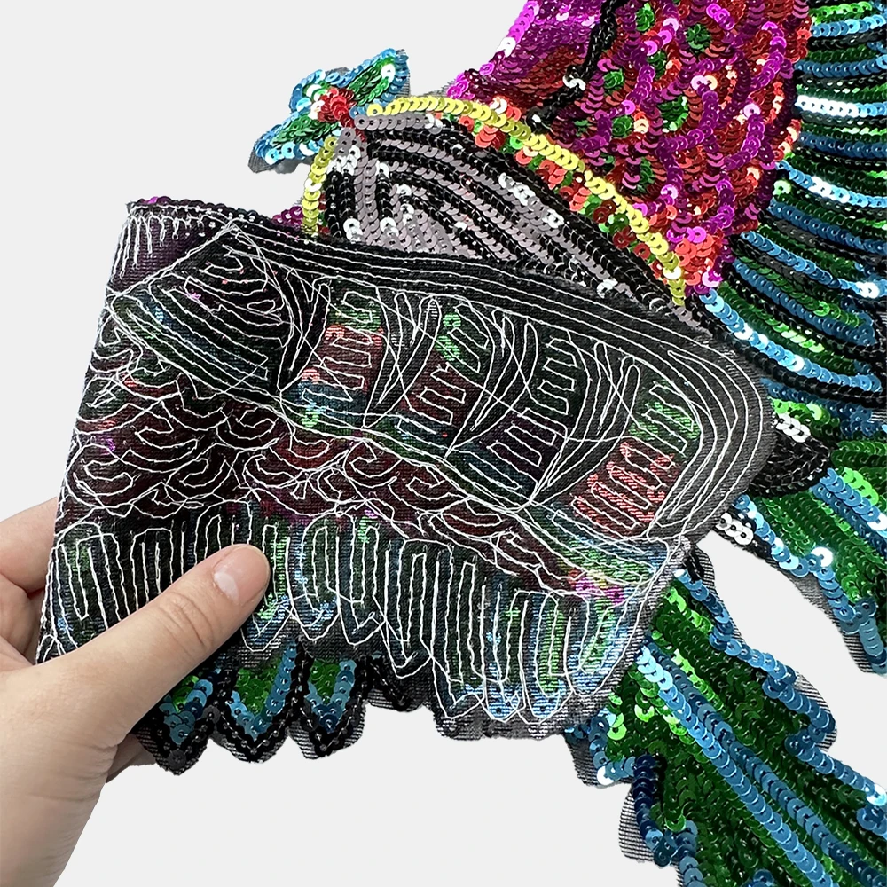 1 Piece 53*41 cm Sequins Butterfly Patch Shining Iron on Patch for Garment Decoration DIY Applique Clothing Accessories