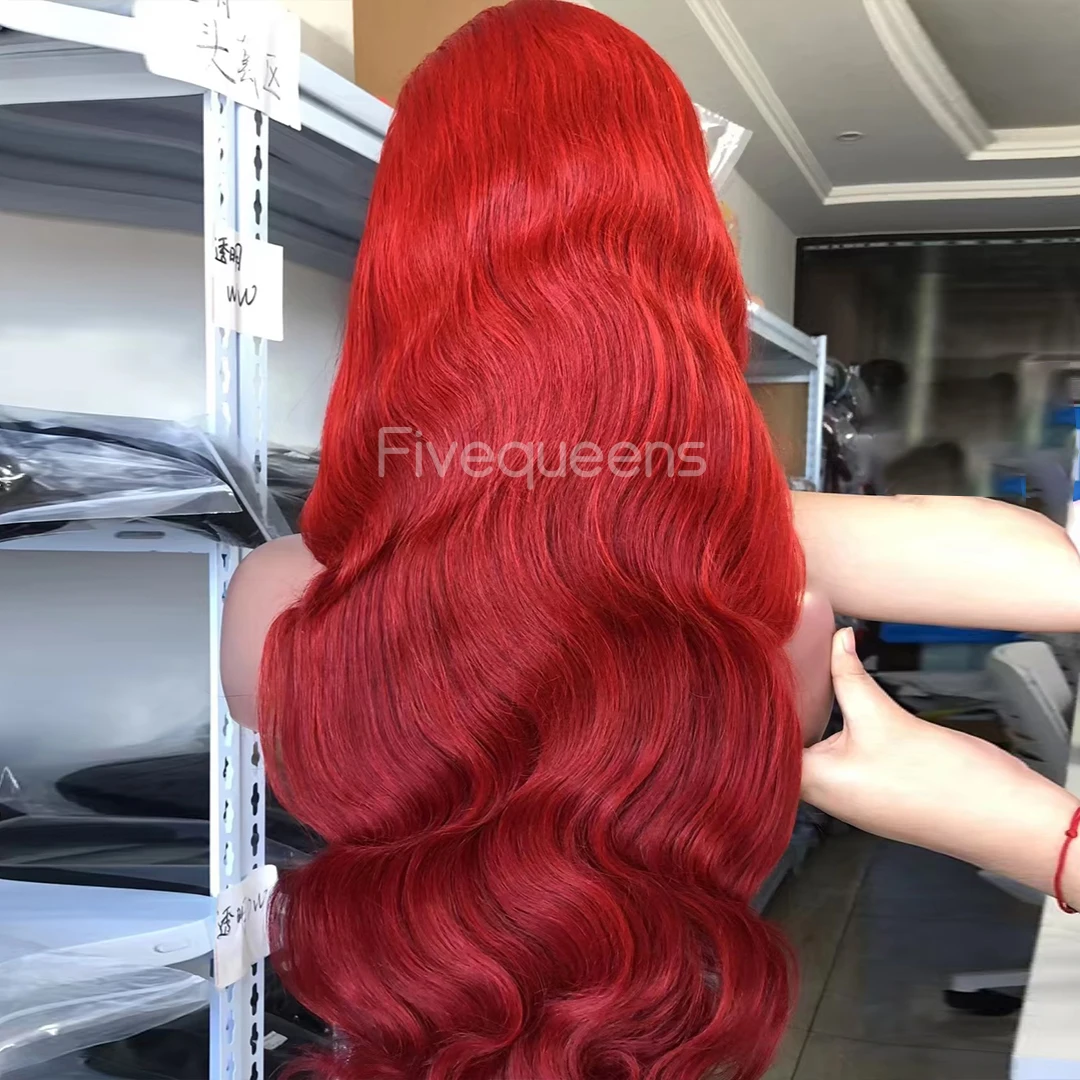 13X4 Red TP Lace Frontal Human Hair Wigs Red Colored Body Wave Lace Front Wig Burgundy Brazilian Hair Wigs For Women