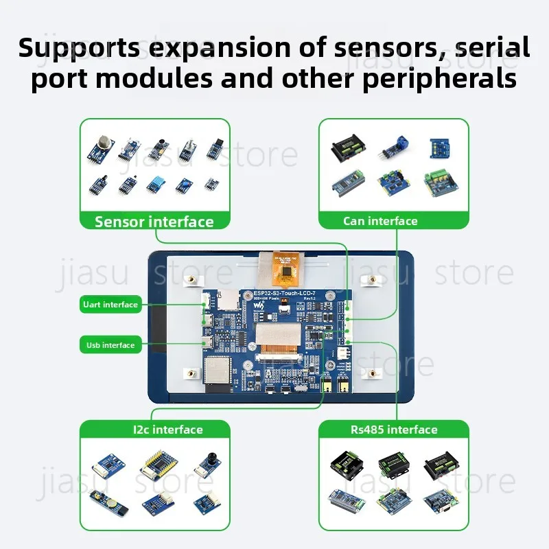 ESP32 development board with 7-inch touch screen, dual-core processor LVGL development WiFi/Bluetooth communication