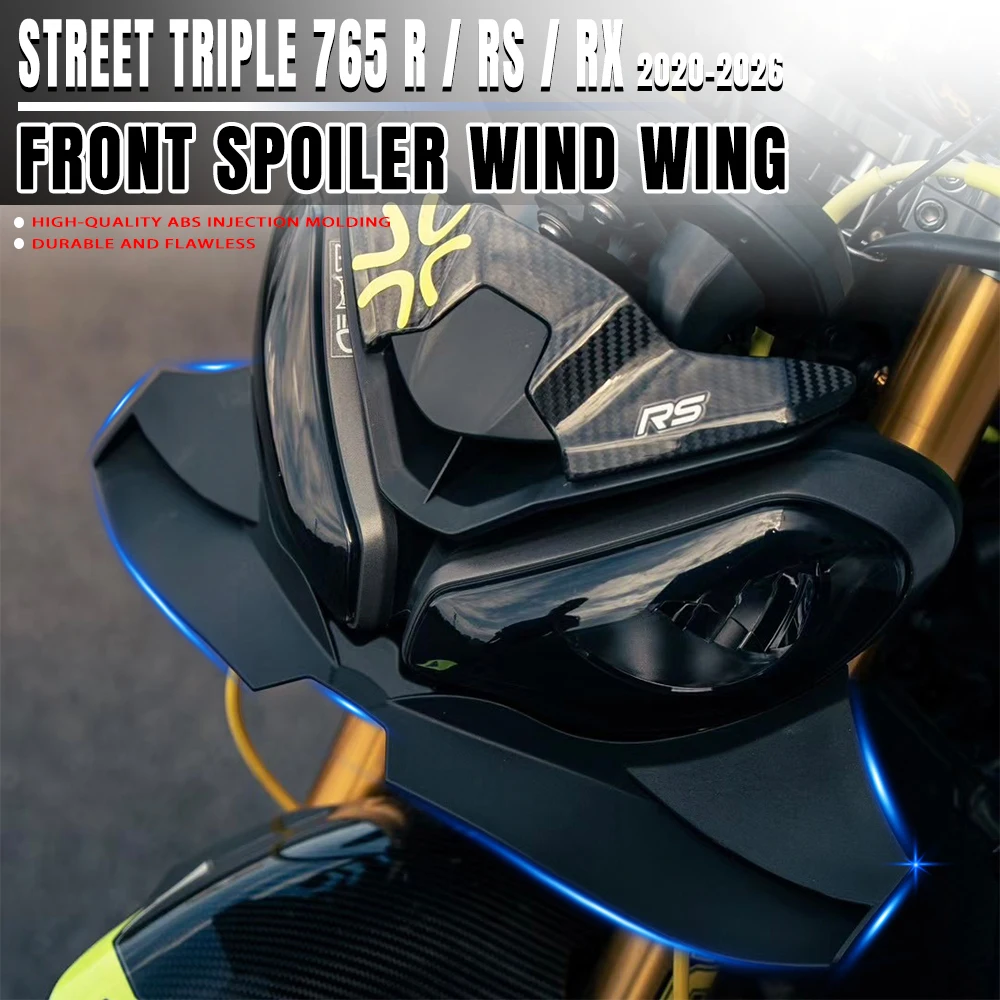 For Street Triple 765 RS RX 2023-2025 2026 GP WING Front Spoiler Lower Spoiler Front Lip Wind Wing Aerodynamics Fairing Winglets
