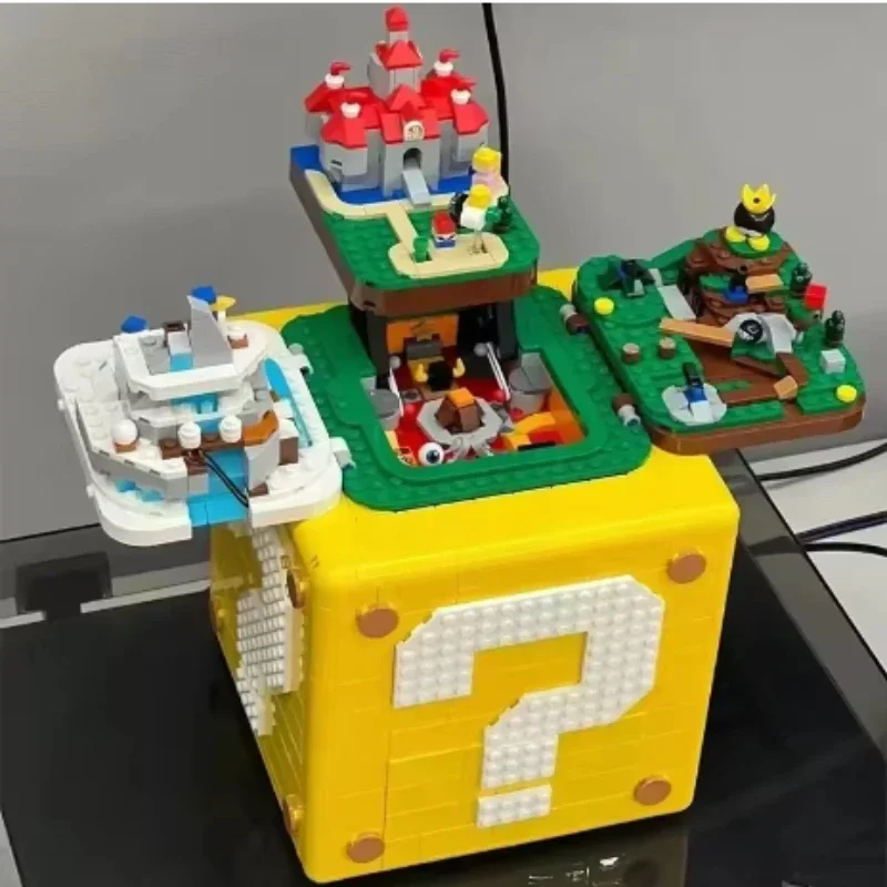 2064PCS Super Marioed 64 Punto interrogativo Blocco Mattoni da costruzione compatibili con 71395 Puntelli di gioco Kit modello Giocattoli per i regali dei bambini