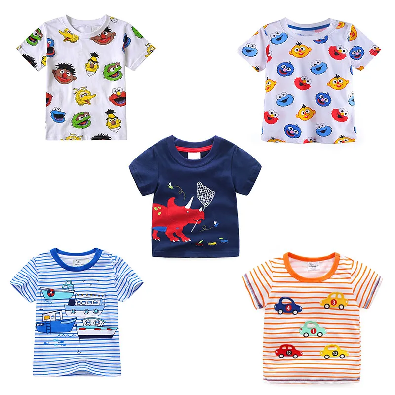 Jumping Meters Summer Boys Girls T Shirts Short Sleeve Cotton Baby Cartoon Hot Selling Kids Tees Tops